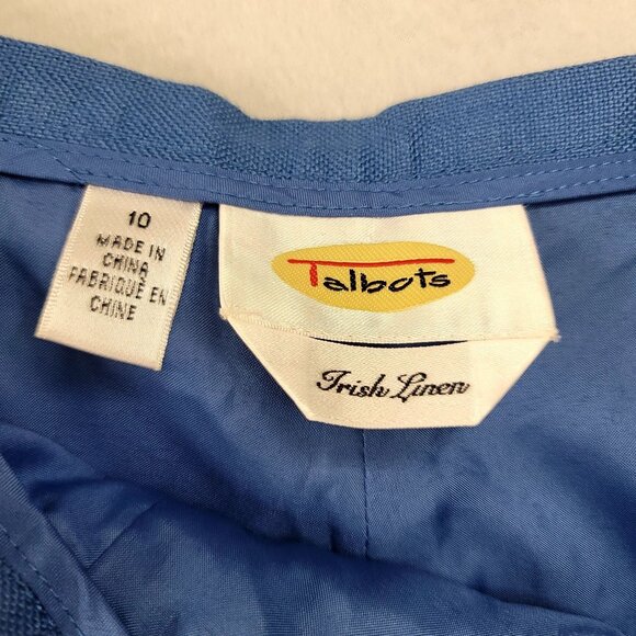 Vintage Talbots Womens Palm Tree Embroidered Blue Irish Linen Pants Size 10 - Picture 5 of 9